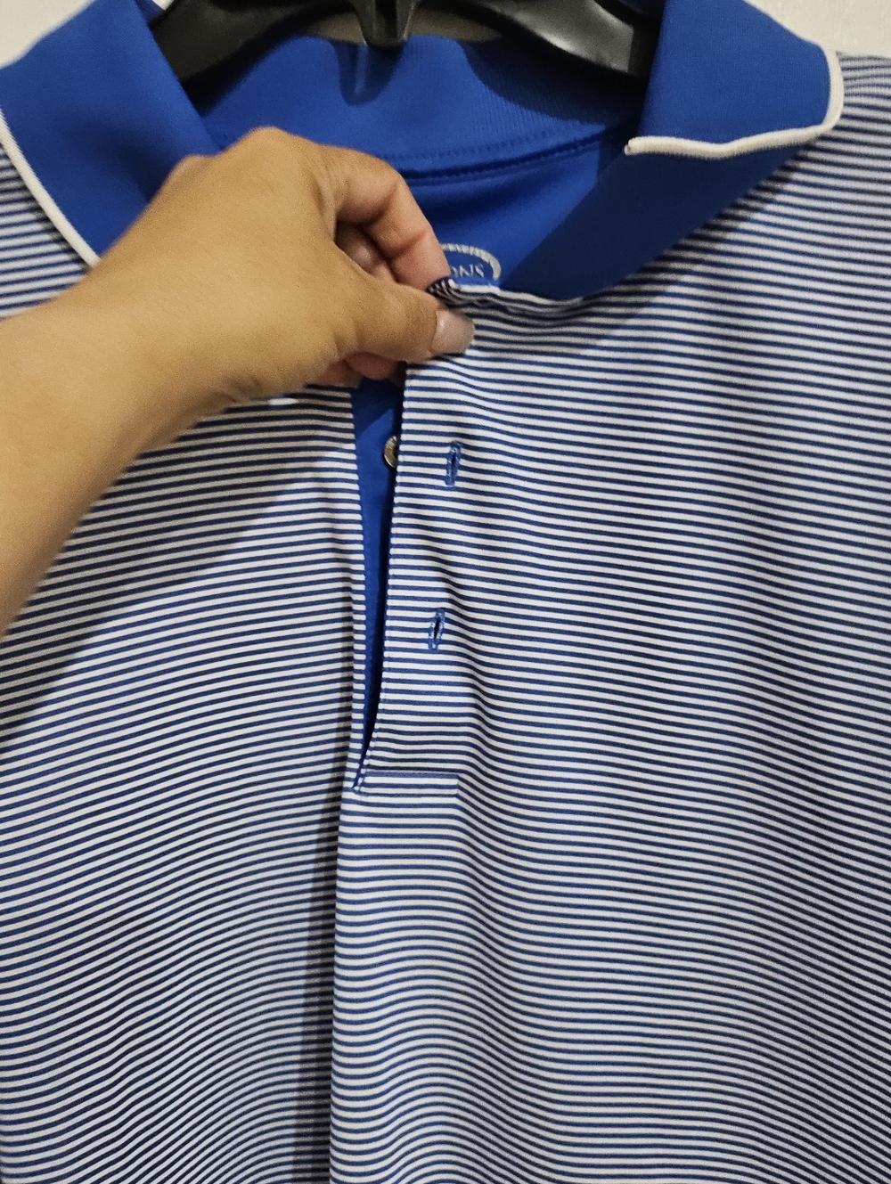 Champions Tour Golf Polo Shirt Mens XL Blue Striped Performance Short Sleeve . - Picture 4 of 9